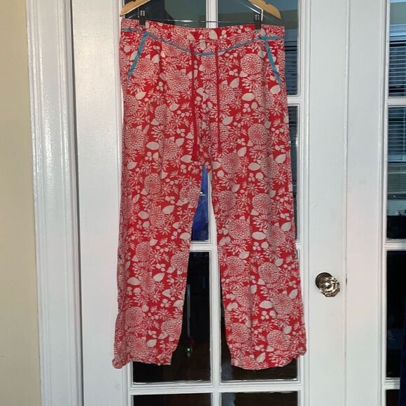 Old navy intimates pink red floral long pj pants adjustable sleepwear size S - Picture 1 of 10